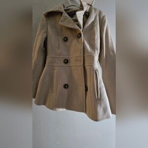 Kenneth Cole Beige Double-Breasted Pea Coat